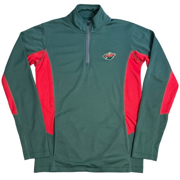 NHL Minnesota Wild 1/4 Zip Embroidered Mesh Pullover Hockey Size Unisex Medium - Picture 1 of 10
